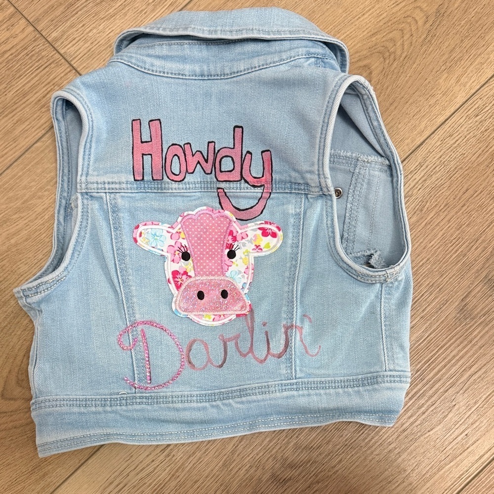 Upcycled Western Girls Denim Vest Size 4/5